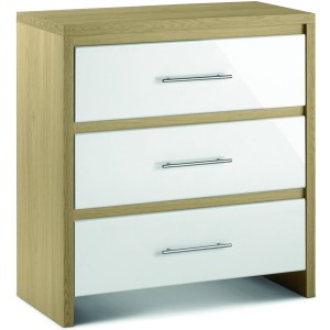 Stockholm Oak and White 3 Drawer Chest